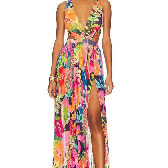 NWTROCOCO SAND Chiffon Maxi Dress Mixed Fruit large